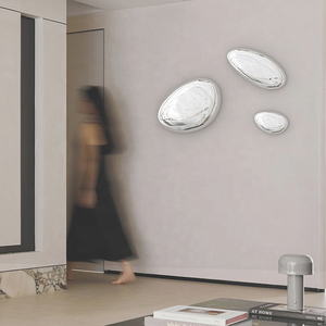 Giardino moderno decorativo in metallo pietra ciottoli sculture decorazione per la casa arte in acciaio inox palla d'uovo - Product Image 3