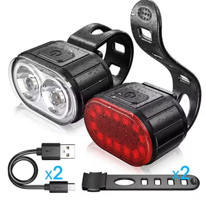 Juego de Luces Delanteras y Traseras para Bicicleta LED Recargables Q3, Rojas, Impermeables, con USB - Product Image 6