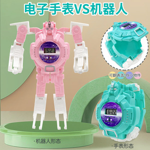 Reloj electrónico transformable, juguete robot para niños, reloj digital de plástico con función de almacenamiento, regalo unisex - Product Image 2