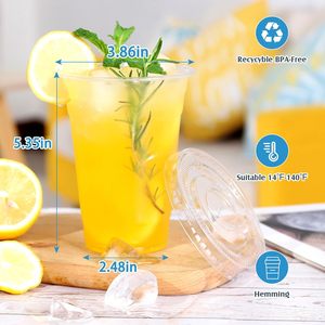 Gobelets en plastique PET transparents jetables pour boissons, gobelets à café jetables, gobelets à café en plastique à emporter avec couvercle, logo personnalisé - Product Image 2