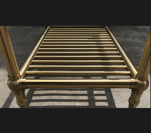 Mobiletto da Bagno in Ottone con Ripiano Aperto, Design Funzionale, Portasciugamani Integrato, Stile Antico per Ristrutturazioni - Product Image 3