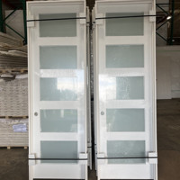 Portes intérieures à 5 panneaux en verre trempé dépoli, apprêtées blanches, pour garde-manger - Entrepôt USA