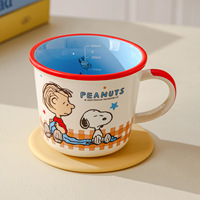 Ensemble de tasses à lait en céramique Snoopys Cartoon, tasse à café et à lait pour couple avec échelle graduée pour le bureau et la maison