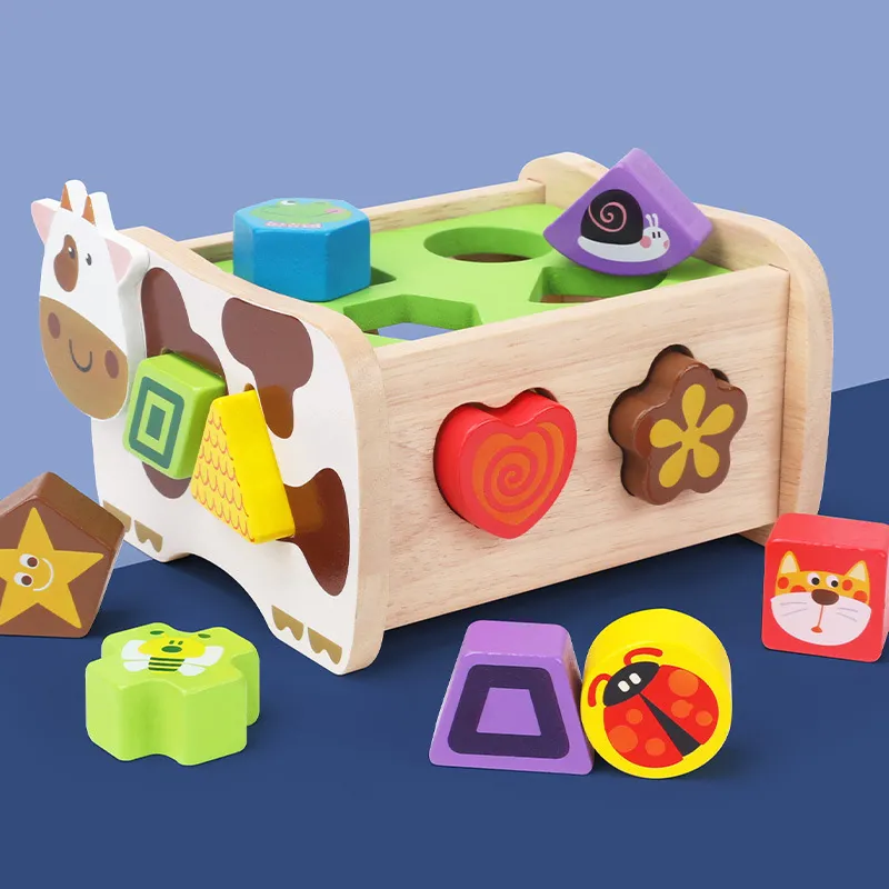 Montessori çocuklar ahşap diğer eğitici blok oyuncak renk kutusu beyİn kutusu üreticisi
