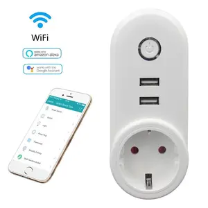 Yuvarlak Pin avrupa standart priz akıllı Wifi elektrik 2 Pin fiş soket Wifi 2.4ghz İngiltere FR AU BR abd vb AC 100 ~ 240V