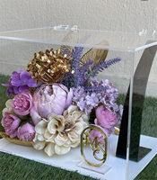 Boîte à fleurs carrée transparente en acrylique sur mesure, service de découpe par moulage rotatif, ignifuge, étanche, pour bouquet de roses de mariage
