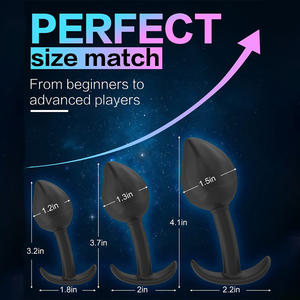 Weiches Schwarzes Silikon Plug Analspielzeug 3-teiliges Set Anale <span class=keywords><strong>Pussy</strong></span> Dehnungsplugs Erotikspielzeug für Erwachsene - Product Image 2