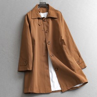 Nuovo Trench Coat Donna Autunno 2026 all'ingrosso, Collo a Punta, Monopetto, Polsini Foderati, Vestibilità Ampia, Lunghezza Media, Stile Coreano Casual