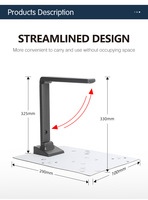 Visualizador Láser Portátil A3 de 13Mp, Visualizador Digital de Alta Velocidad con Corrección de Distorsión e Interfaz USB, Escáner de Documentos