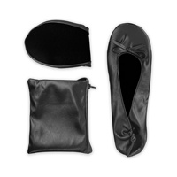 Chaussons plats jetables ballerines rose doré pour mariage, avec pochette zippée, pour après la fête