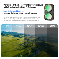 Kit de filtres pour objectif K&F Concept pour DJI Pocket 4 Pro, filtre de diffusion noir 1/4, filtre CPL, filtre ND2-32 réglable, filtre anti-lumière nocive
