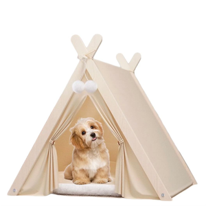 Lit-cave minimaliste en bois massif pour chat et petit <span class=keywords><strong>chien</strong></span>, tente <span class=keywords><strong>tipi</strong></span> pour animaux de compagnie, pour l'intérieur - Product Image 1