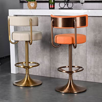 Tabouret de bar moderne, style nordique minimaliste, luxe léger, réglable, pivotant, chaise haute de comptoir, base en acier inoxydable, stable, pour extérieur et salle à manger