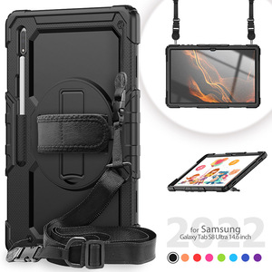 Custodia con tracolla e protezione per lo schermo per Samsung Galaxy <span class=keywords><strong>Tab</strong></span> <span class=keywords><strong>S8</strong></span> <span class=keywords><strong>Ultra</strong></span> X900, custodia in silicone resistente agli urti. - Product Image 2