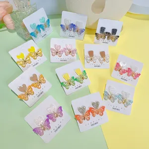 Custom Gold Foil Pendant Fashion Jewelry Bright Colorful Printed Acrylic Butterfly Earrings Lovely Explosive Earrings Wholesale