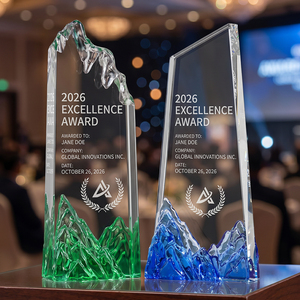 Trofeo de Cristal Personalizado con Pico de Montaña, Grabado en Cristal Degradado, Premio para Torneos de Escalada en <span class=keywords><strong>Roca</strong></span>, Reconocimiento a la Innovación - Product Image 5