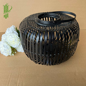 Pantalla de Lámpara de Bambú Tejida Ecológica / Jaula Decorativa de Bambú Negro con Asa, Bajo MOQ, Gran Venta 2026 - Product Image 6