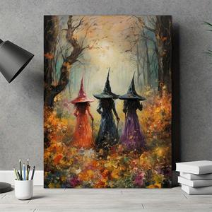 <span class=keywords><strong>Dipinti</strong></span> <span class=keywords><strong>di</strong></span> opere d'arte della strega <span class=keywords><strong>di</strong></span> Halloween su tela decorazione per ufficio soggiorno - Product Image 1