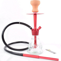 Petit ensemble de chicha en verre avec tige en aluminium, base à coupe diamantée, un seul tuyau et sac de transport pour les acheteurs en gros