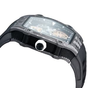 Montre de luxe automatique mécanique pour homme, boîtier en carbone, bracelet en caoutchouc noir, tourbillon squelette, modèle 2026, tendance actuelle 27-05 - Product Image 4
