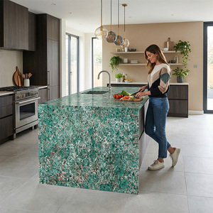 Venta al por Mayor de Fábrica, Losa de Cuarzo de Lujo con Aspecto de Cuarcita Verde Botánica, Transparente, para Encimeras de Cocina, Tocadores y Mesas de Trabajo - Product Image 4