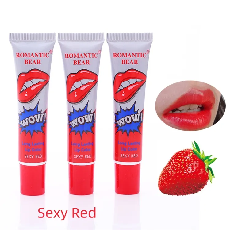 New 6 Colors WOW Romantic Bear Cute Liquid Tattoo Magic Lipstick Peel Off Lip Gloss