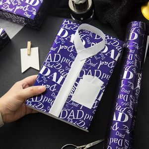 Dad Lettering <b>Wrapping</b> <b>Paper</b> Roll 46.8 Sq Ft Navy Blue Metallic Foil For Father's Day Birthday Party - Product Image 4