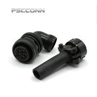 PSCCONN MS 5015 Série MS3108A 16-8S 90 °   Connecteur d'alimentation circulaire industriel fileté en métal, 5 broches, femelle, à angle droit
