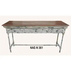 INDUSTRIAL & VINTAGE LIVING ROOM FURNITURE IRON METAL METAL & SOLID WOOD CONSOLE TABLE WITH DRAWER