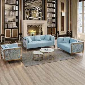 تشجيع حار بيع الحديثة ميدوسا الزاوية أريكة السماء الأزرق المخملية أريكة صالة مجموعة للأثاث المنزل