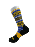Chaussettes de sport et de randonnée en polyester et nylon, tricotées jacquard, à motif personnalisé, rayées, jaune automne, avec bande croisée et soutien de la voûte plantaire