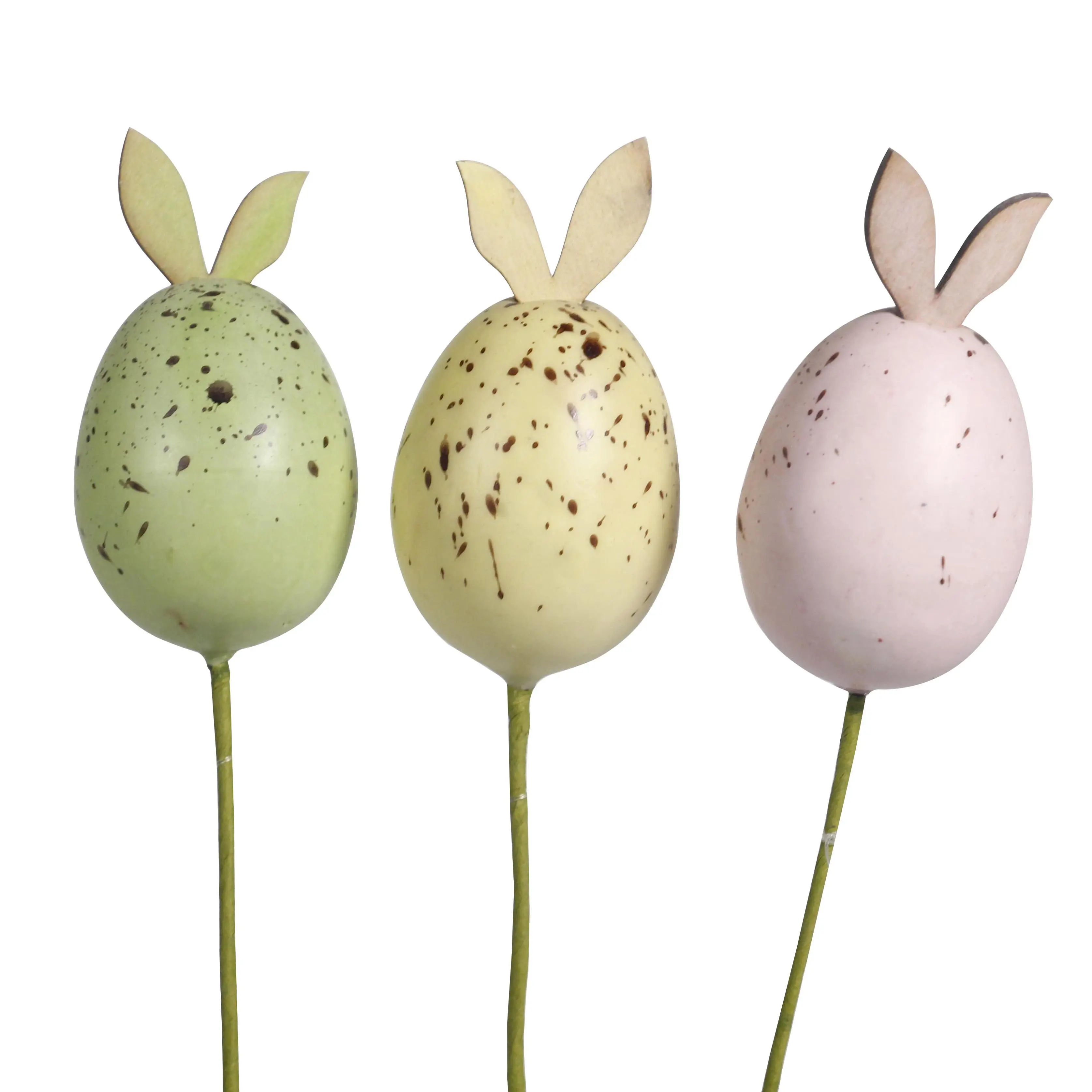 イースターバニー人工鳥の卵とワイヤースティック手描きの卵イースター装飾パーティー用品