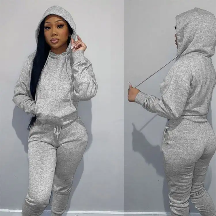 2022 new stylish plus size young girls casual hoodies 2 piece set autumn long sleeve women jogger tracksuit