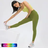 Neon Cor 80% Nylon 20% Spandex Amanteigado Macio V Cintura Alta Desgaste do Exercício da Ioga da Aptidão Leggings Calças Apertadas Para As Mulheres