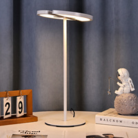 Lampe de lecture moderne en métal avec abat-jour double lune, lampe de table LED simple avec variateur tactile