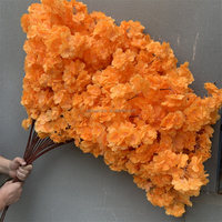 E-127 Vente en Gros Décoration Maison Mariage Embellissement Fleurs Artificielles Branches de Cerisier Fleur de Cerisier Artificielle en Soie Sakura Orange