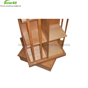 Présentoir à livres rotatif double face 360 Étagères de rangement au sol pour présentoir à livres Présentoir à livres en bois - Product Image 3