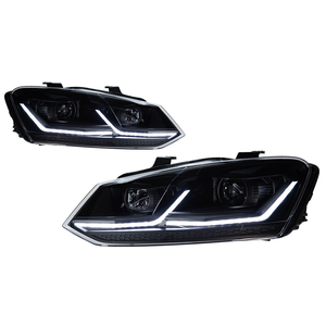 Faro a LED per <span class=keywords><strong>Volkswagen</strong></span> <span class=keywords><strong>Polo</strong></span> 2011-2018, Gruppo Ottico con Doppia Lente, Luci Diurne DRL e Indicatori di Direzione, 12V 36W, Chip Bianco, Faro Modificato - Product Image 1