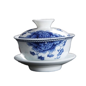 Service à thé en porcelaine de Chine Tasse à thé en céramique bleue et blanche <span class=keywords><strong>Gaiwan</strong></span> - Product Image 1