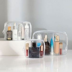 Sac de toilette transparent imperméable en PVC, logo personnalisé, trousse de maquillage transparente, sac de rangement cosmétique en PVC lavable, ensemble de 3 pièces - Product Image 4