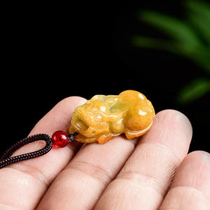 Colgante de Jadeíta Natural Calentada, Pixiu Amarillo, Estilo Chino UNISEX, Diseño Original, Regalo con Certificado de Tasación PX13 - Product Image 3