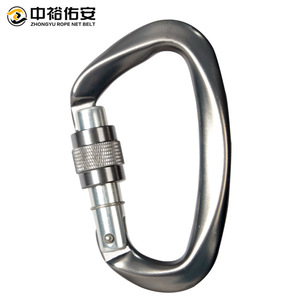 Mosquetón de escalada aérea de aluminio aeronáutico tipo D con cierre de rosca, hebilla de seguridad de alta resistencia para escalada en roca al aire libre - Product Image 5