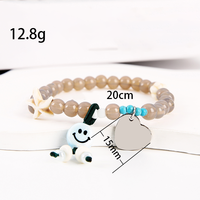 Ywyougang 4 Farben für Puppen Vergoldetes Perlen-Edelstahl Blanko-Herz-Anhänger Stretch-Armband Unisex Geschenk Modeschmuck