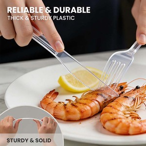 Vaisselle jetable à <span class=keywords><strong>emporter</strong></span>, couverts, ustensiles, couteau, cuillère et fourchette en plastique, couleur transparente - Product Image 2