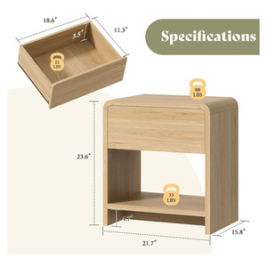 <span class=keywords><strong>Comodino</strong></span> con Angoli Arrotondati e Finitura Texturizzata, Mobile in Legno per Stoccaggio, Moderno e Semplice, Ecologico, per Hotel, Appartamenti e Camere da Letto - Product Image 6