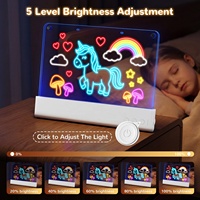 Tableau d'écriture LED effaçable à sec, lumière chaude, double panneau acrylique, support, bloc-notes de table, alimentation par batterie 5V 1A, pour bureau et maison