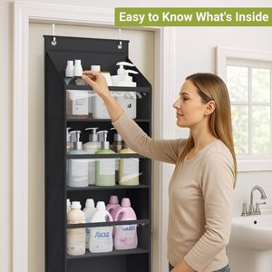 Over The Door Organizer 10 Pockets Large Capacity Hanging Storage For Baby Clothes Diapers And Essentials Pure <b>Black</b> Fabric - Product Image 5