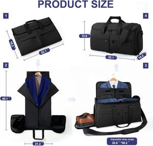 2 in 1 Hanging Carry on Garment Duffel Bag <strong>Weekend</strong> Business Suit <strong>Case</strong> Travelling Convertible Garment Bags - Product Image 2