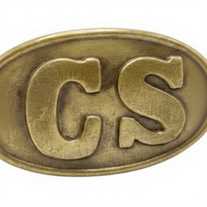 Vintage Style CS Embossed Oval Belt <b>Buckle</b> with Genuine Black Leather <b>Strap</b> - Durable Metal Accessory for Casual Apparel - Product Image 6