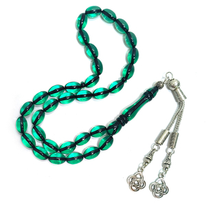 ลูกประคำมุสลิม 33 เม็ด ทำจากเรซิ่นสีเขียว สร้อยข้อมือมิสบาฮ์อิสลาม สำหรับการสวดมนต์สรรเสริญพระอัลเลาะห์ สินค้าขายดี - Product Image 3